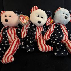 Red, White And Blue Spangle Bears Set Of 3