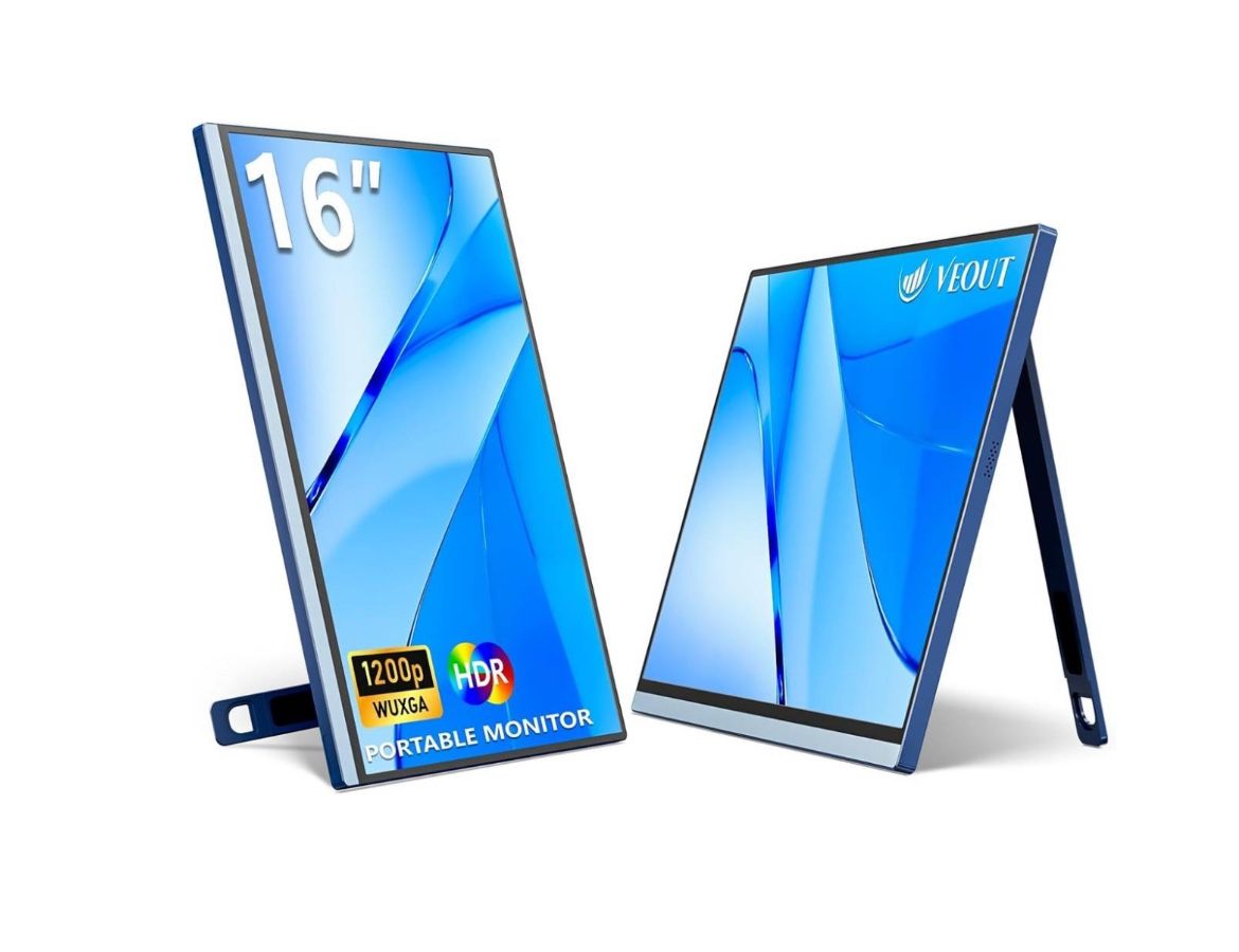 new 16Inch Portable Monitor for Laptop, 1920x1200P FHD IPS 16:10 External Display, 100% sRGB Aluminum Stand, USB-C/Mini HDMI, Use for PC, Phone, Offic