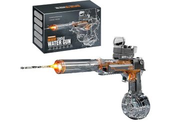 Electric Water Gun with Lights, Induction Light-Emitting Muzzle, 425ml Water Tank, 26-33Ft Range for Kids Ages 3+ (Grey)