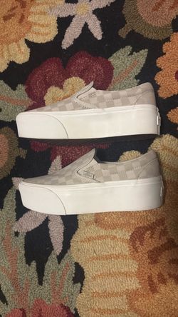 Vans platforms wedge women’s girls shoes  6.5 slip ons sneaker checkered