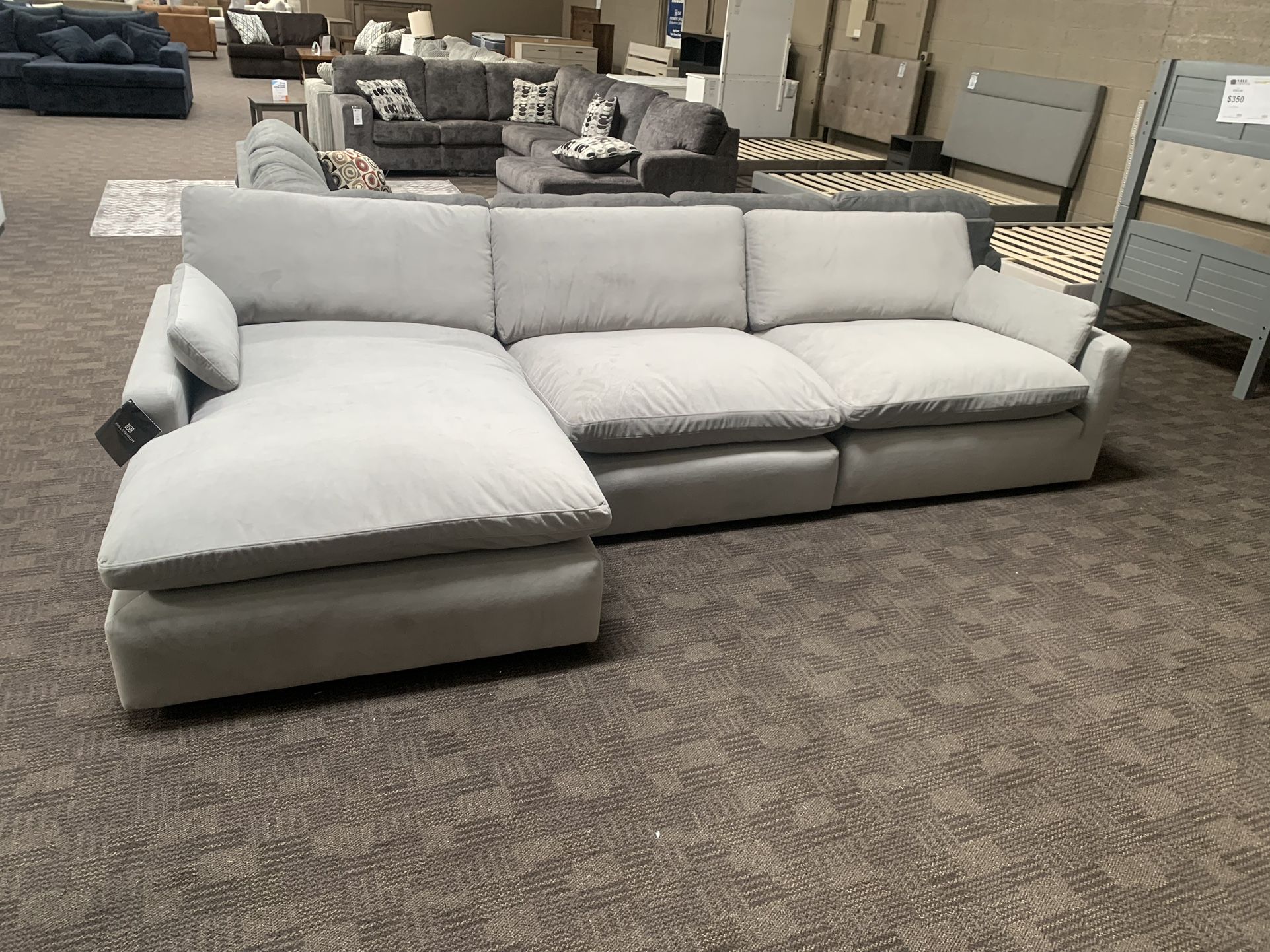 Brand New Grey Feather Cloud Sectional