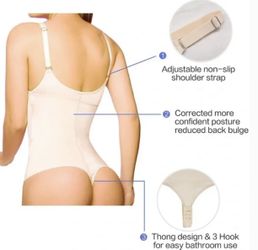 SHAPERX Shapewear for Women Tummy Control Thong Bodysuit Open Bust