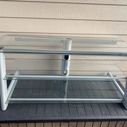 3-Glass Shelving Metal Gray Tv Stand 19.5in W X 52in. L X 22in. Ht