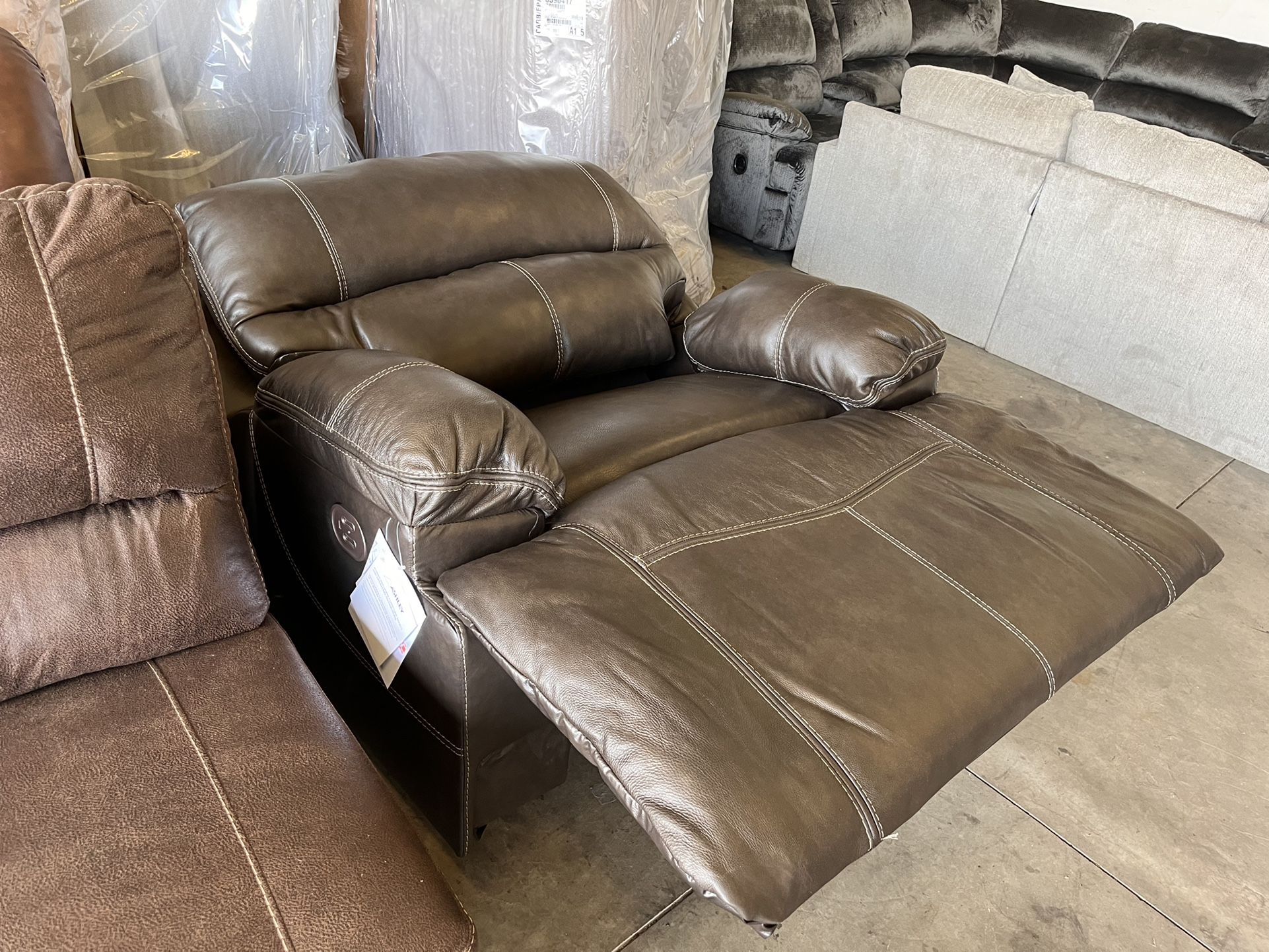 Brand New Ashley Furniture Genuine Leather Power Reclining Oversized Chair