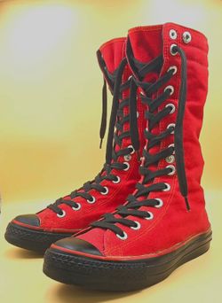 VINTAGE Converse Chuck Taylor All-Star Knee High HOT RED Junior US 5. 5
