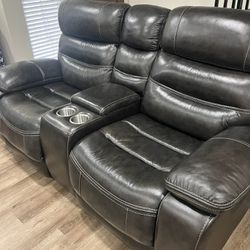 Ashley Leather Dual Reclining Sofa And Love Seat ! 