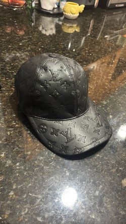 Louis Vuitton, black embroidered leather hat