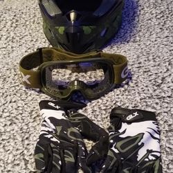 GLX Unisex GX623 Dot Kids Youth XL ATV Dirt Bike Motocross Helmet Combo Gloves & Goggles New In -box