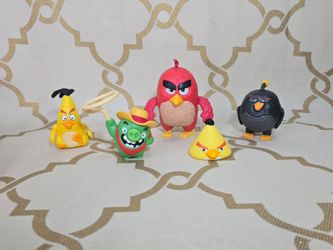 Angry Birds lot Of 5 McDonald's Burger King & Sonic Toys Figure or Cake Toppers