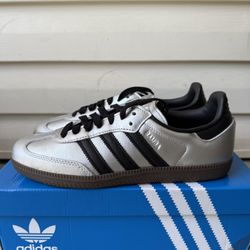 adidas Originals SAMBA OG Sneaker JI4218 Silver Metallic Black Women’s Size 8.5