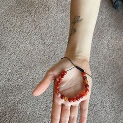 Carnelian Crystal Bracelet With Adjustable Band