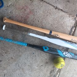3 Bats , Louisville Backpack, Softball, & Face Guard