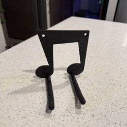 Music Note Wall Mount Guitar/Ukulele Hook – Black Steel