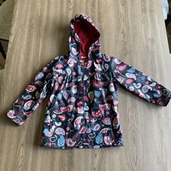 Hatley Girls Waterproof Coat Size 6 Pink Patterned Raincoat