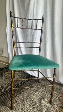 Vintage Gold patina iron faux bamboo chair