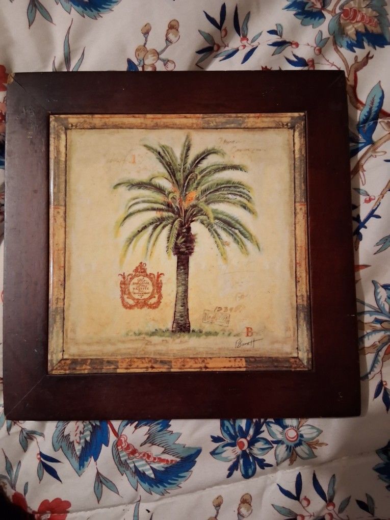 Ceramic Palm Tree Set Signed