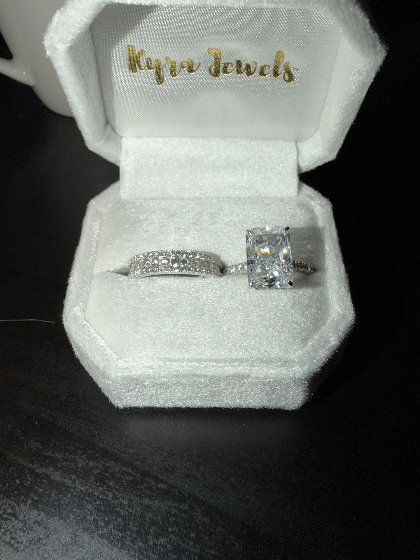 6 Carat Moissanite Sterling Silver Engagment Ring Set