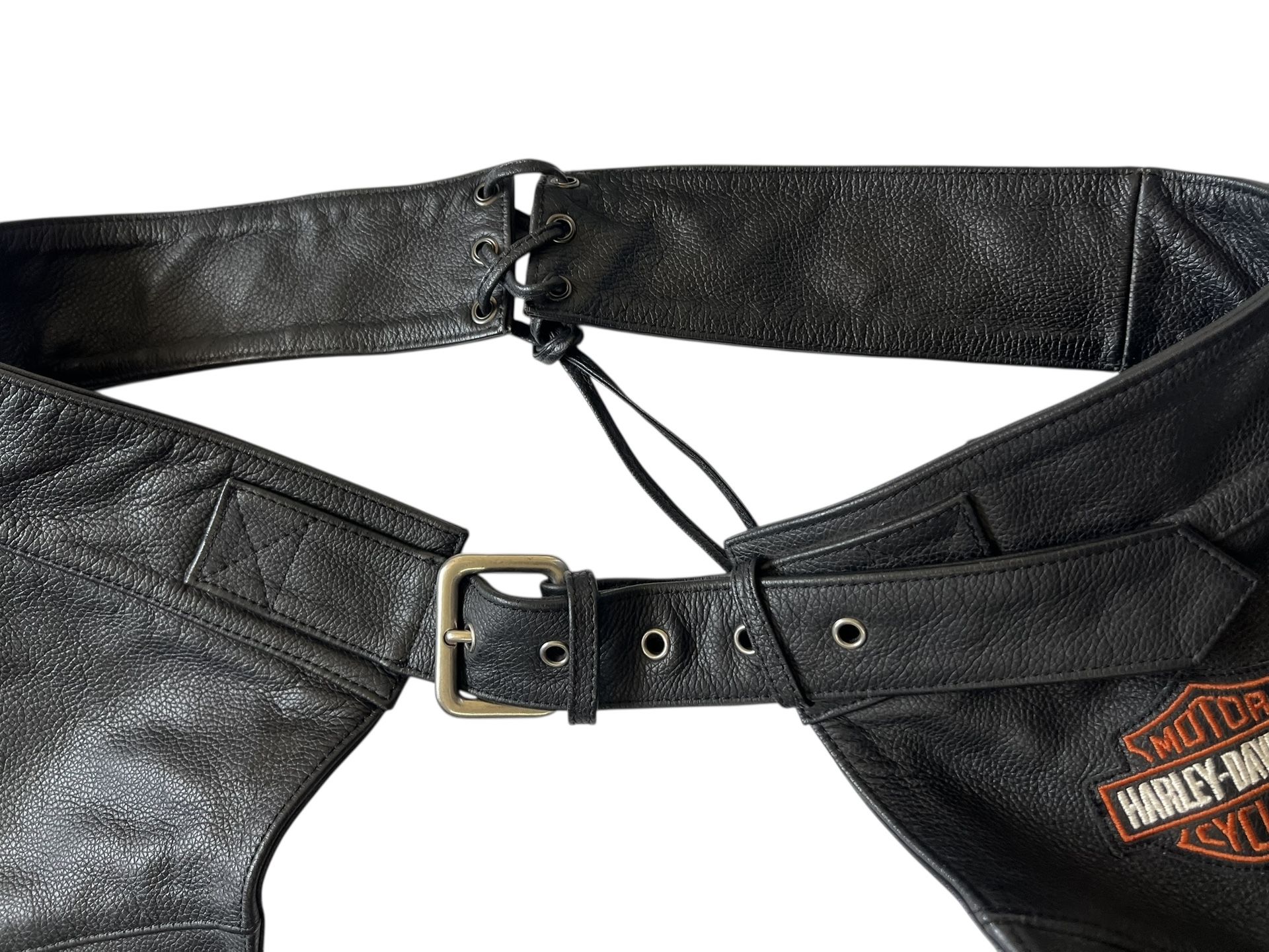 Harley Davidson Men Motorcycle Riding Chaps XL Black Leather