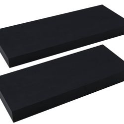 NIUBEST 16 Inch Black Floating Shelves Bathroom Decor,Thick Industrial Kitchen Wood Shelf