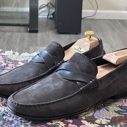 Tom Ford Gray Suede Leather Men’s Slip on Penny Loafers Shoes Size 10 T 