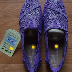 Toms Purple Crocheted Shoes Size 7 New In Box 