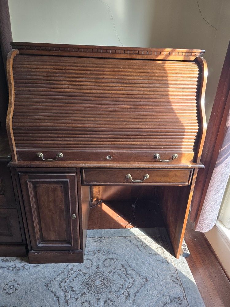 Roll Top Desk And Filing Cabinet