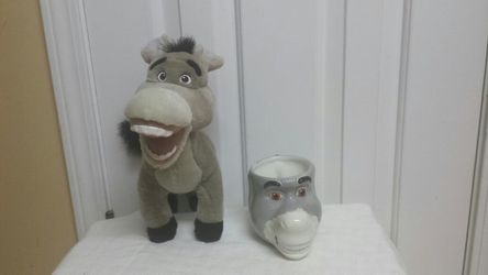 Shrek Donkey plush toy & ceramic coffee mug
