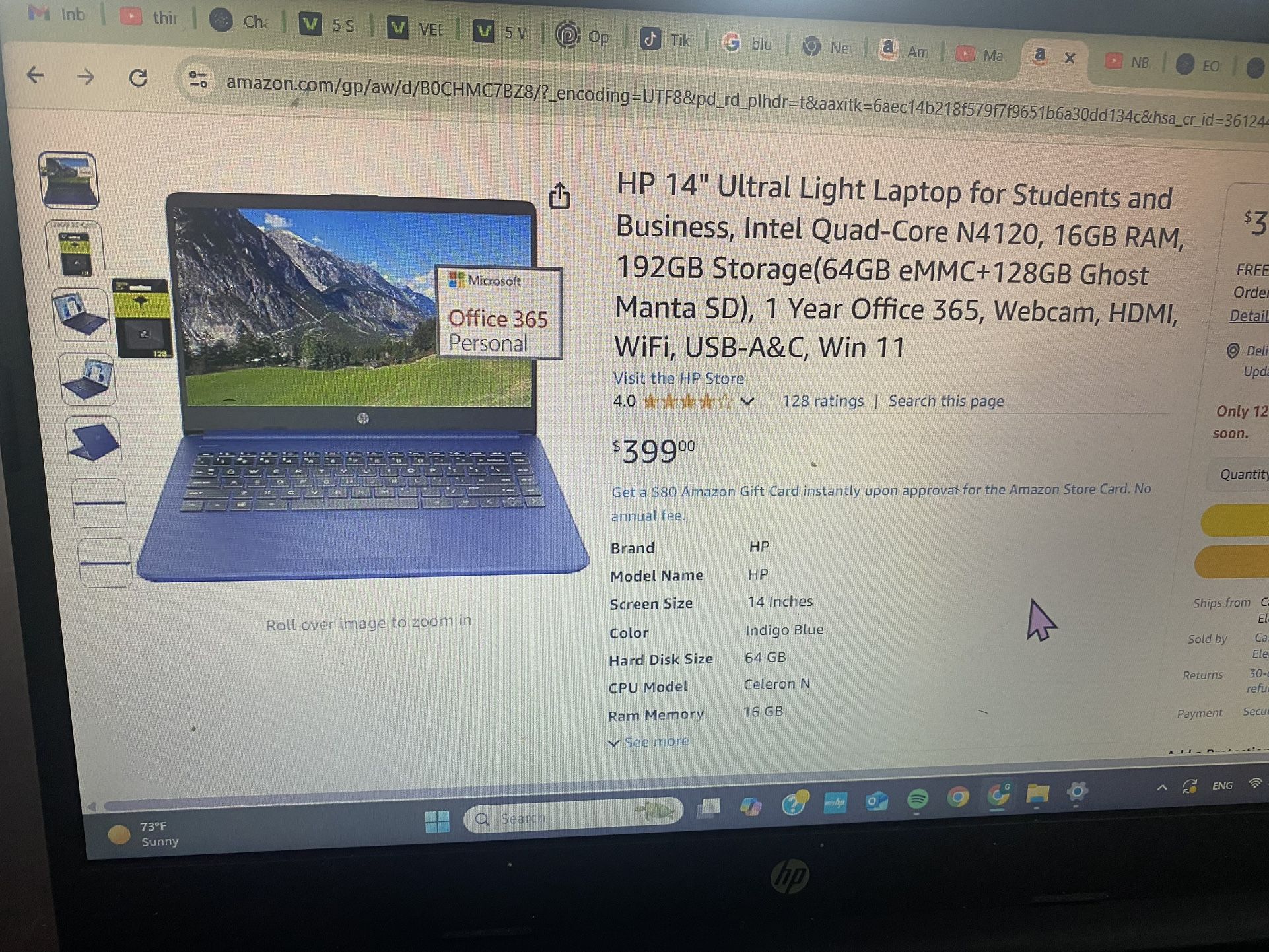 HP 14” Ultral Light Labtop For Students And Business