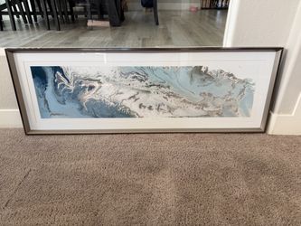 Metal framed artwork, enclosed with glass