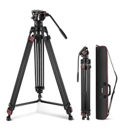 NEEWER TP74 Aluminum Tripod 74" Pro Video with Fluid Head and Case