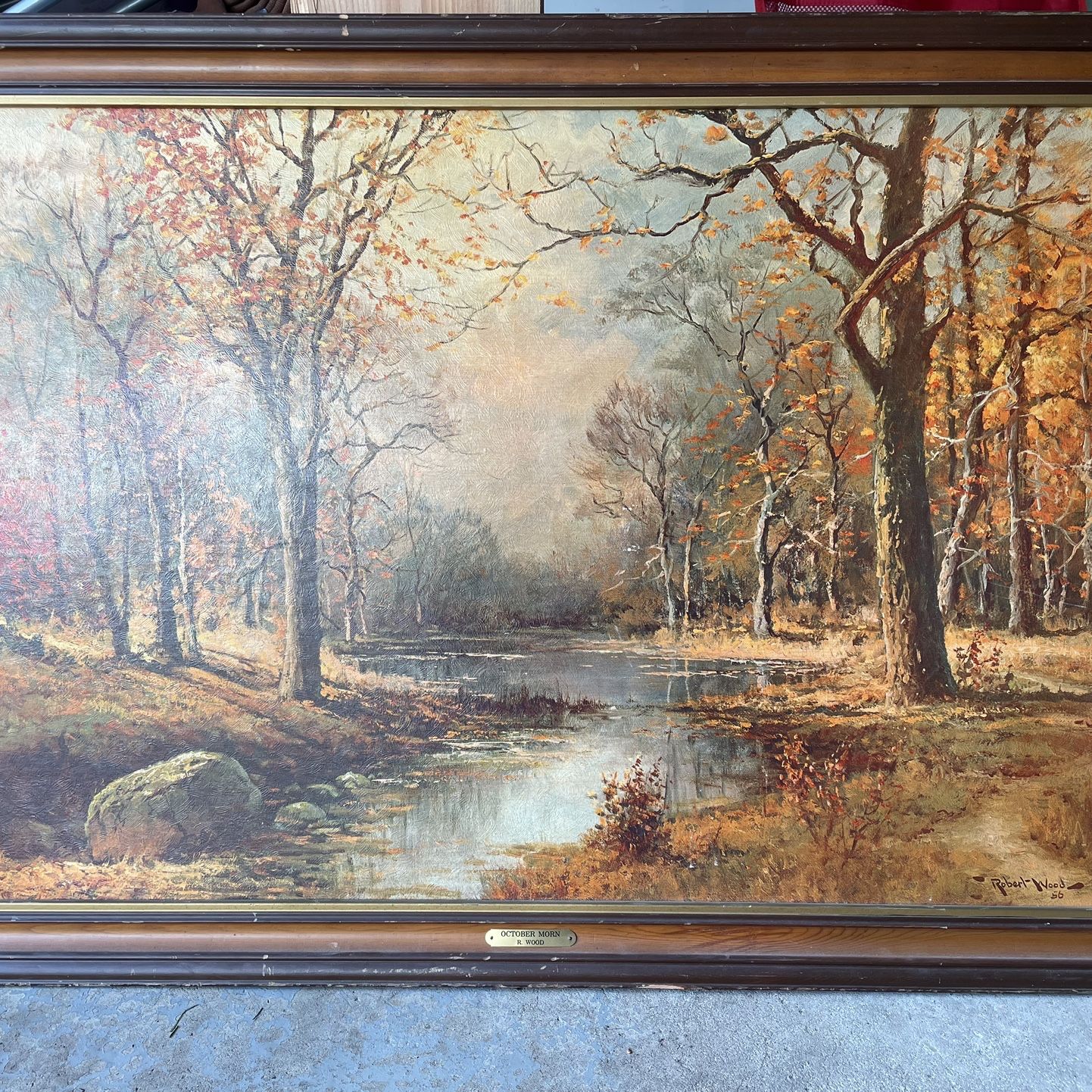 Vintage Robert Wood - “October Morn” Landscape Large Painting 41