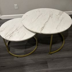 WHITE MARBLE COFFEE TABLE SET