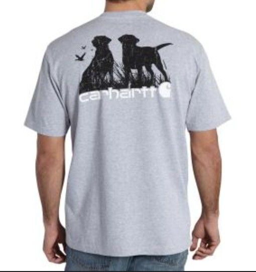 Carhartt Heathered Gray Hunting Dog Original Fit Pocket Tee Size M