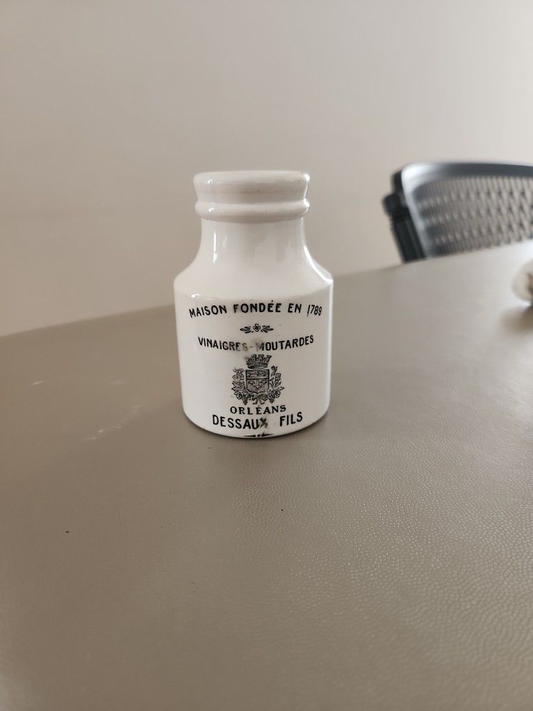 Antique Ironstone French Tin Glaze Moutarde de Maille - Large Size Advert Pot