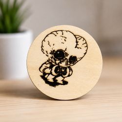 Cute Alien Wooden Fridge Magnet Laser Engraved Handmade