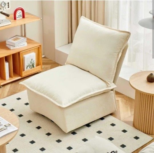 Beige Swivel Accent Chair With Rocking & 360° Rotation, Modern Armless Single Sofa Chair Retails $280