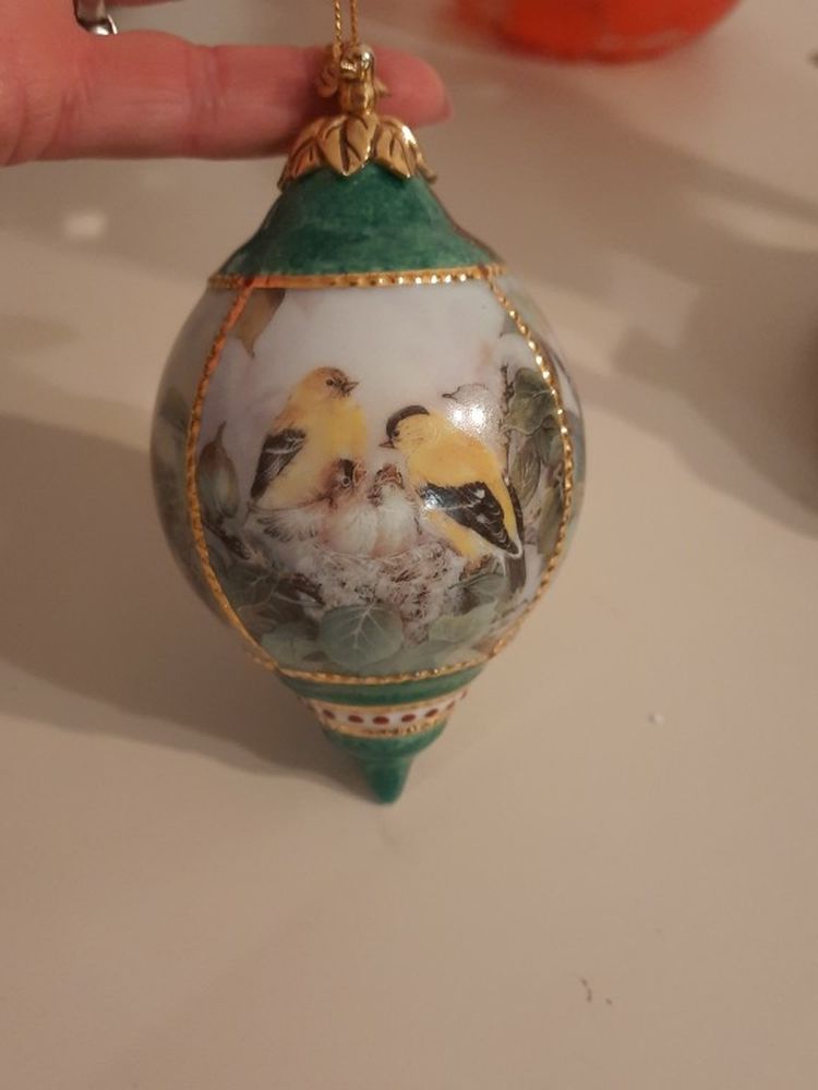 Vintage Lena Liu Signed Lyrical Beginnings Birds Bradford Editions Christmas Tree Ornament Collectable Gift