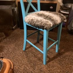 Distressed Turquoise Wooden Accent Chair 