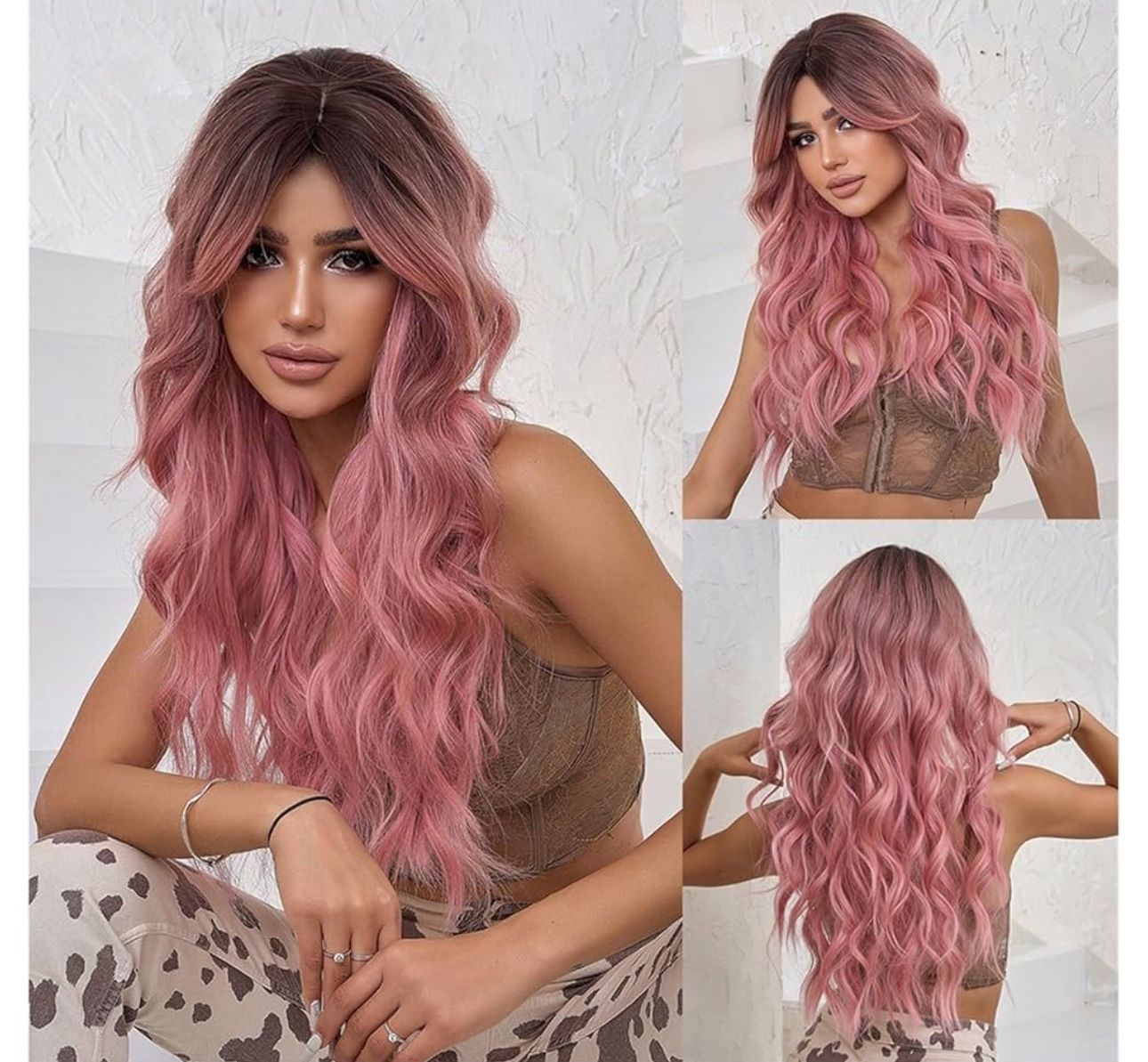 24 Inch Ombré PINK Wig