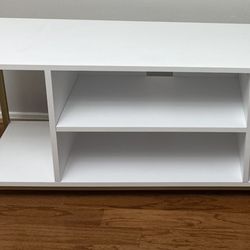 Gold and white tv stand or desk For Living Room, Bedroom, Sunroom, Dining Room And Balcony 