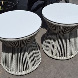 SIDE TABLES WITH BRAIDED ROPE GREAT  CONDITION 
