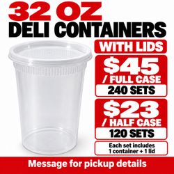 32 oz Deli Containers with Lids – 120 Sets $23 / 240 Sets $45
