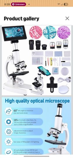 Microscope 40X -2500X Magnification,  White