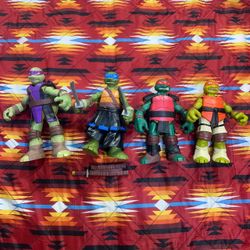 2012 Teenage Mutant Ninja Turtles Dojo Lot Of 4 TMNT 10”-11” Figures