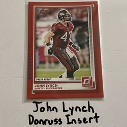 John Lynch Tampa Bay Buccaneers Hall of Fame Safety Donruss Short Print Insert Card. 