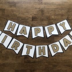 Black Gold And White Birthday Banner
