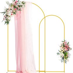 Wokceer Wedding Arch Backdrop Stand 7.2FT, 6FT Gold Metal