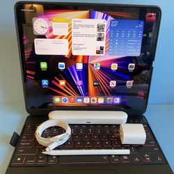 256GB Apple IPad Pro 12.9” 5th Generation (2021 Model / M1 chip / Liquid Retina XDR display) with keyboard case, Stylus pen & Accessories