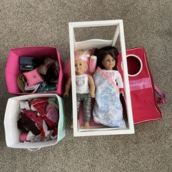 American Girl Dolls, Bed, and Clothes