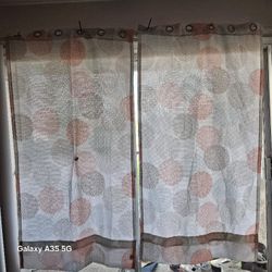 Decorative Print Sheer Curtains - 2 Panels
